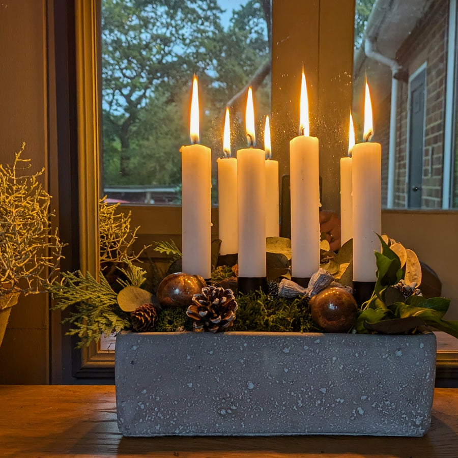 Long Concrete Scandi Display Container With 4 Candles | Gift Set - Thedanes.co.uk - Creative & Sustainable Living The Scandinavian Way