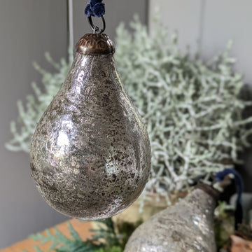 Antique Silver Glass Pear Bauble Decoration - Thedanes.co.uk - Creative & Sustainable Living The Scandinavian Way