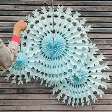 Classic Honeycomb Paper Snowflakes - Pale Blue in 3 Sizes
