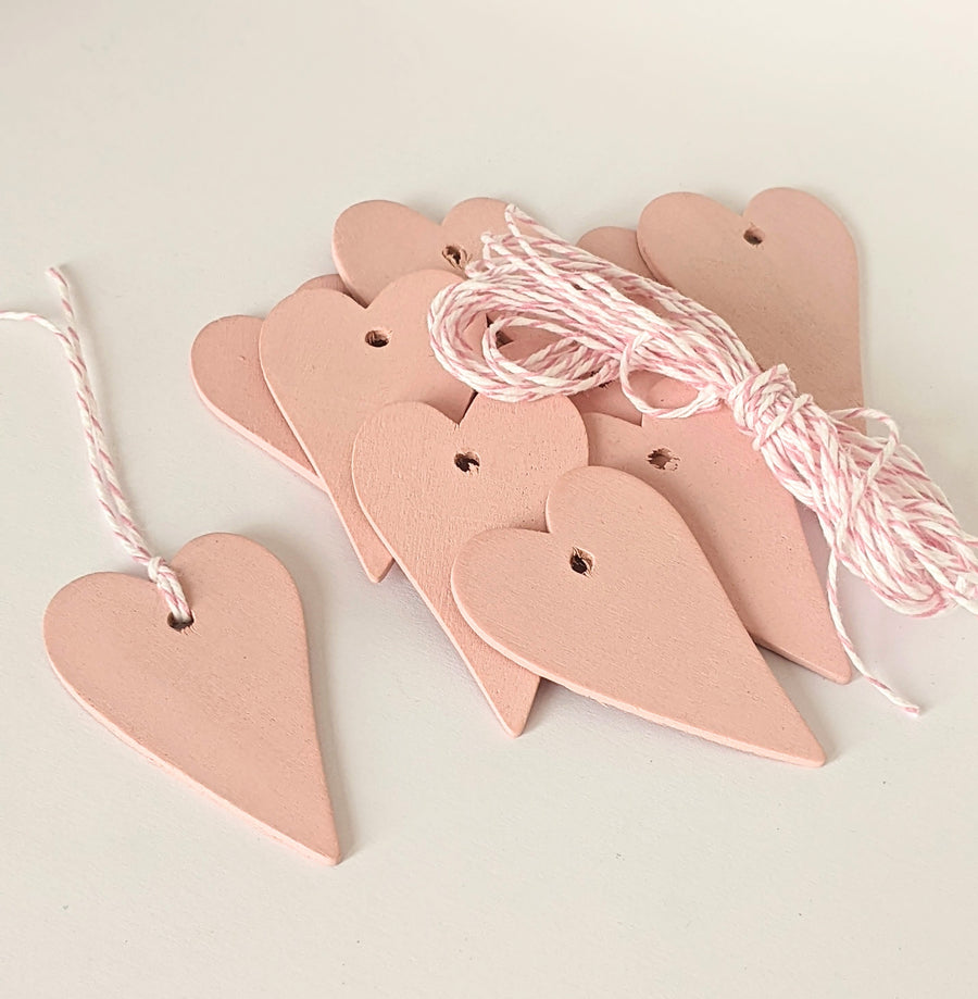Wooden Heart Gift Tags - Pink, Grey or Blue - Thedanes.co.uk - Creative & Sustainable Living The Scandinavian Way