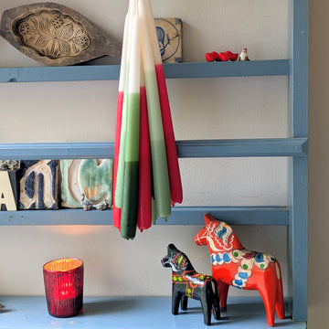 2 Tapered Dinner Candles | Red & Ivory Ombre - Thedanes.co.uk - Creative & Sustainable Living The Scandinavian Way