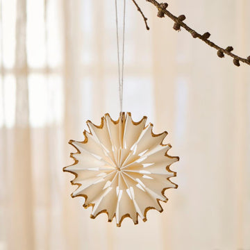 Paper Fan Snowflake Christmas Decoration, 9cm | White & Gold - Thedanes.co.uk - Creative & Sustainable Living The Scandinavian Way