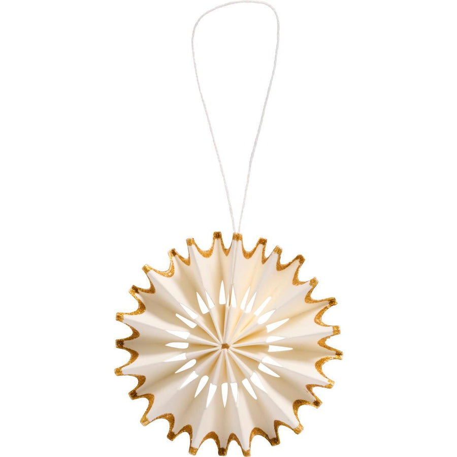 Paper Fan Snowflake Christmas Decoration, 9cm | White & Gold - Thedanes.co.uk - Creative & Sustainable Living The Scandinavian Way