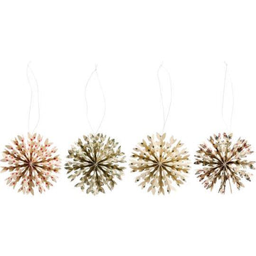 Paper Fan Snowflake Christmas Decorations | Set of 4 in Assorted Colours - Thedanes.co.uk - Creative & Sustainable Living The Scandinavian Way
