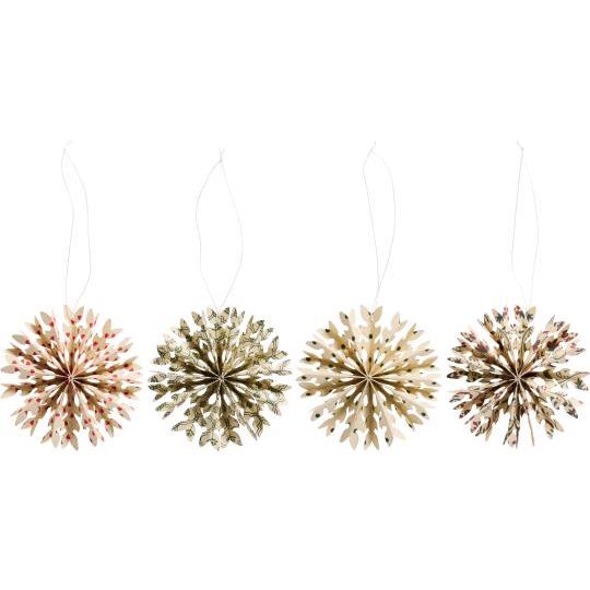 Paper Fan Snowflake Christmas Decorations | Set of 4 in Assorted Colours - Thedanes.co.uk - Creative & Sustainable Living The Scandinavian Way
