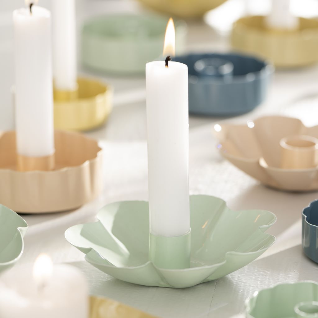 Pastel Green Flower Enamel Candle Holder - Thedanes.co.uk - Creative & Sustainable Living The Scandinavian Way