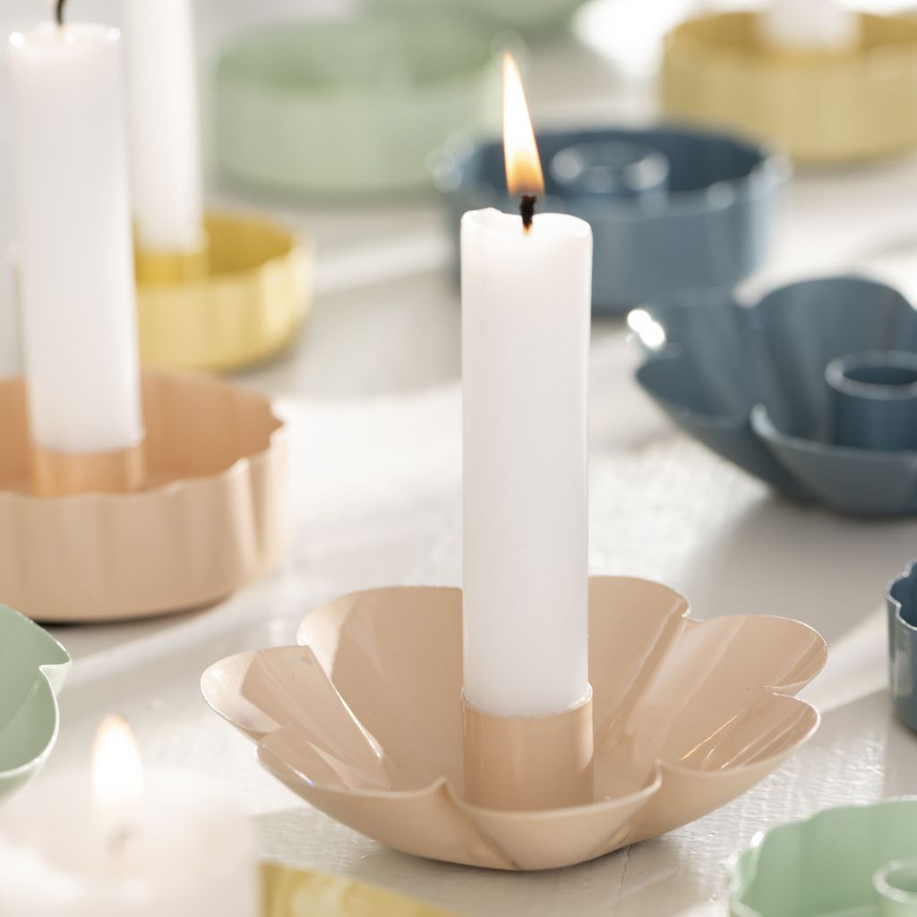 Pastel Powder Pink or Pastel Green Flower Enamel Candle Holder - Thedanes.co.uk - Creative & Sustainable Living The Scandinavian Way