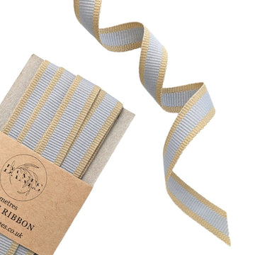 Striped Grey & Brown Kraft Ribbon 15mm | 5M