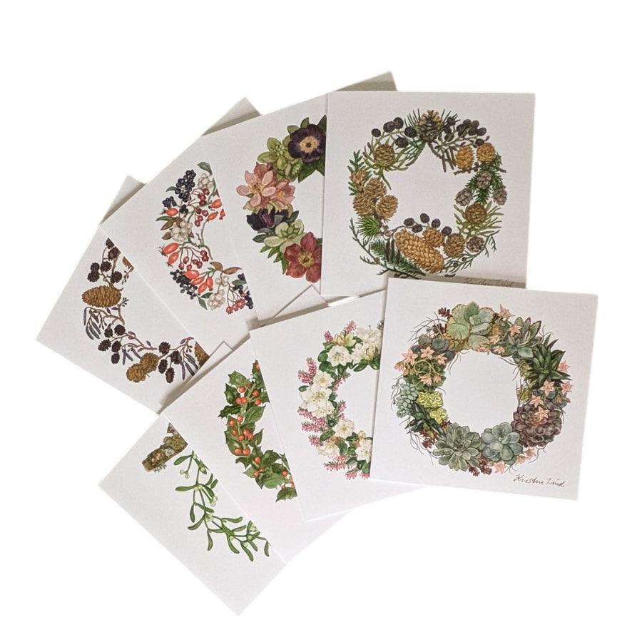 Christmas Wreath Cards | 8 Assorted - Square 15x15cm - Thedanes.co.uk - Creative & Sustainable Living The Scandinavian Way