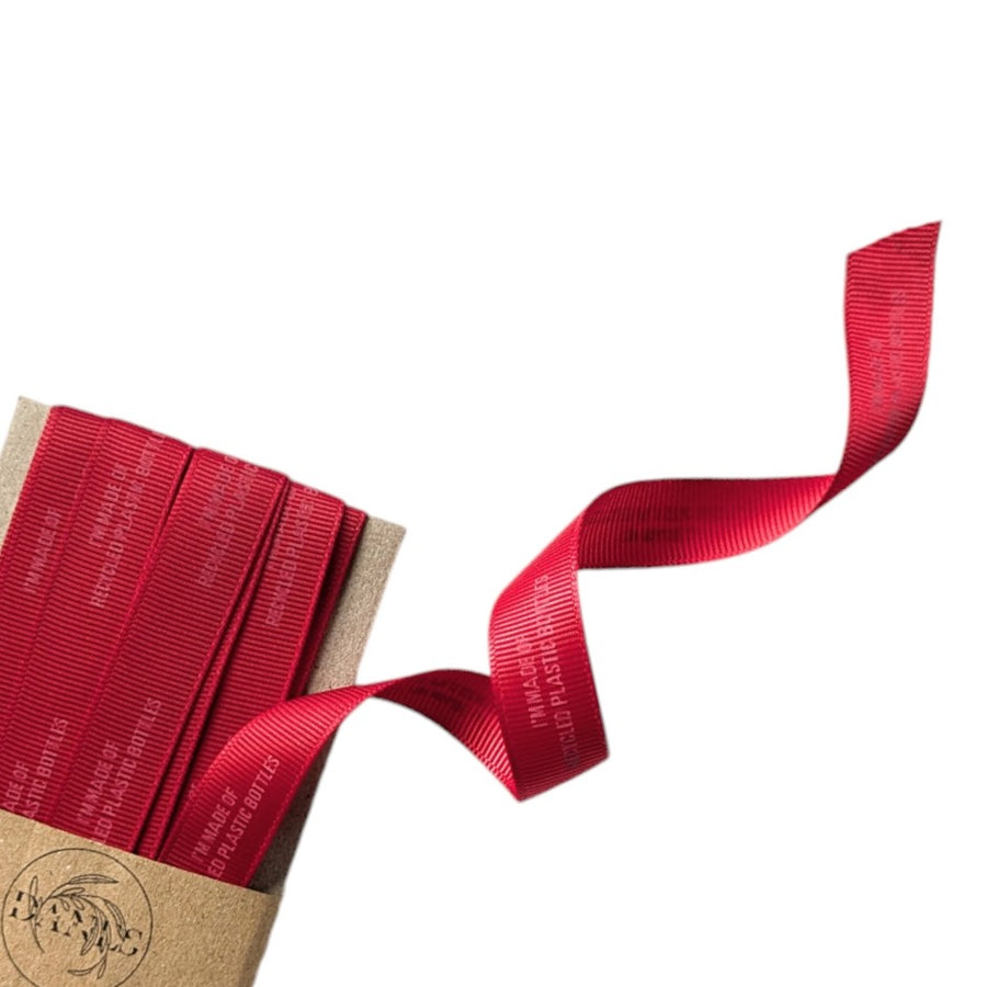 Red Recycled Ribbon 'Made From Bottles 4.5M x 16mm - Thedanes.co.uk - Creative & Sustainable Living The Scandinavian Way