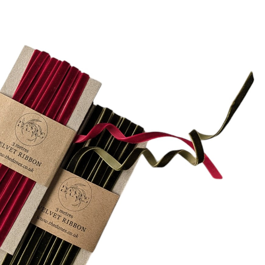 Narrow Velvet Ribbon - 6mm x 3M - Thedanes.co.uk - Creative & Sustainable Living The Scandinavian Way