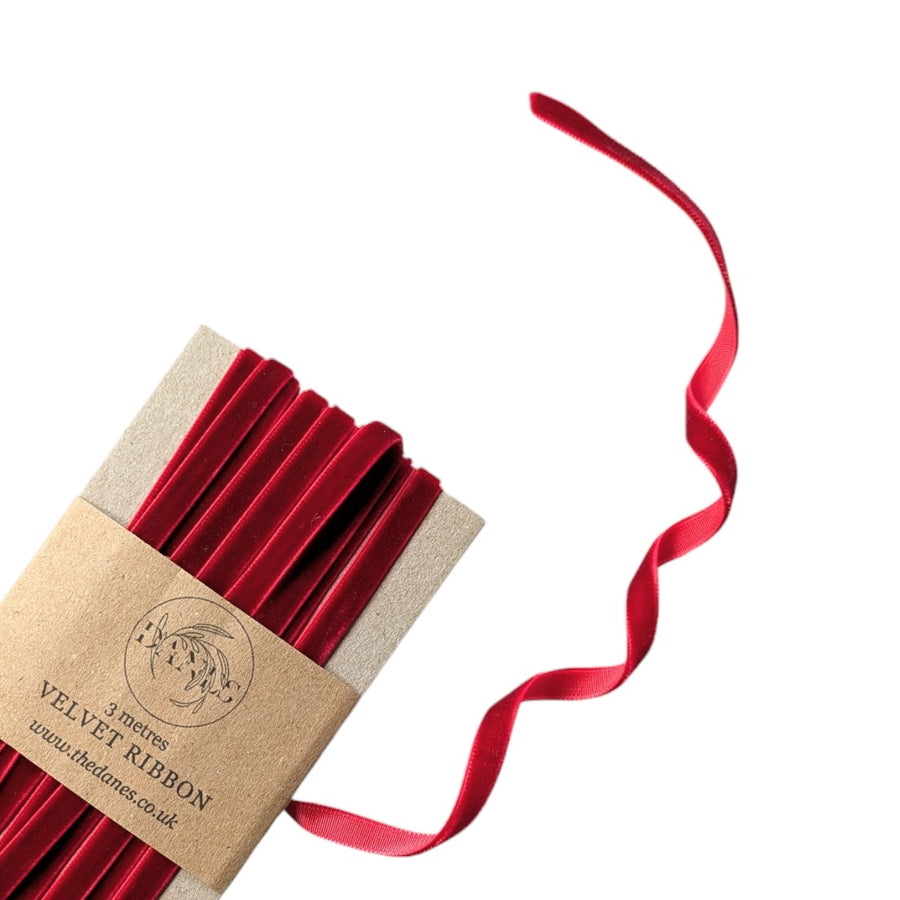 Narrow Velvet Ribbon - 6mm x 3M - Thedanes.co.uk - Creative & Sustainable Living The Scandinavian Way