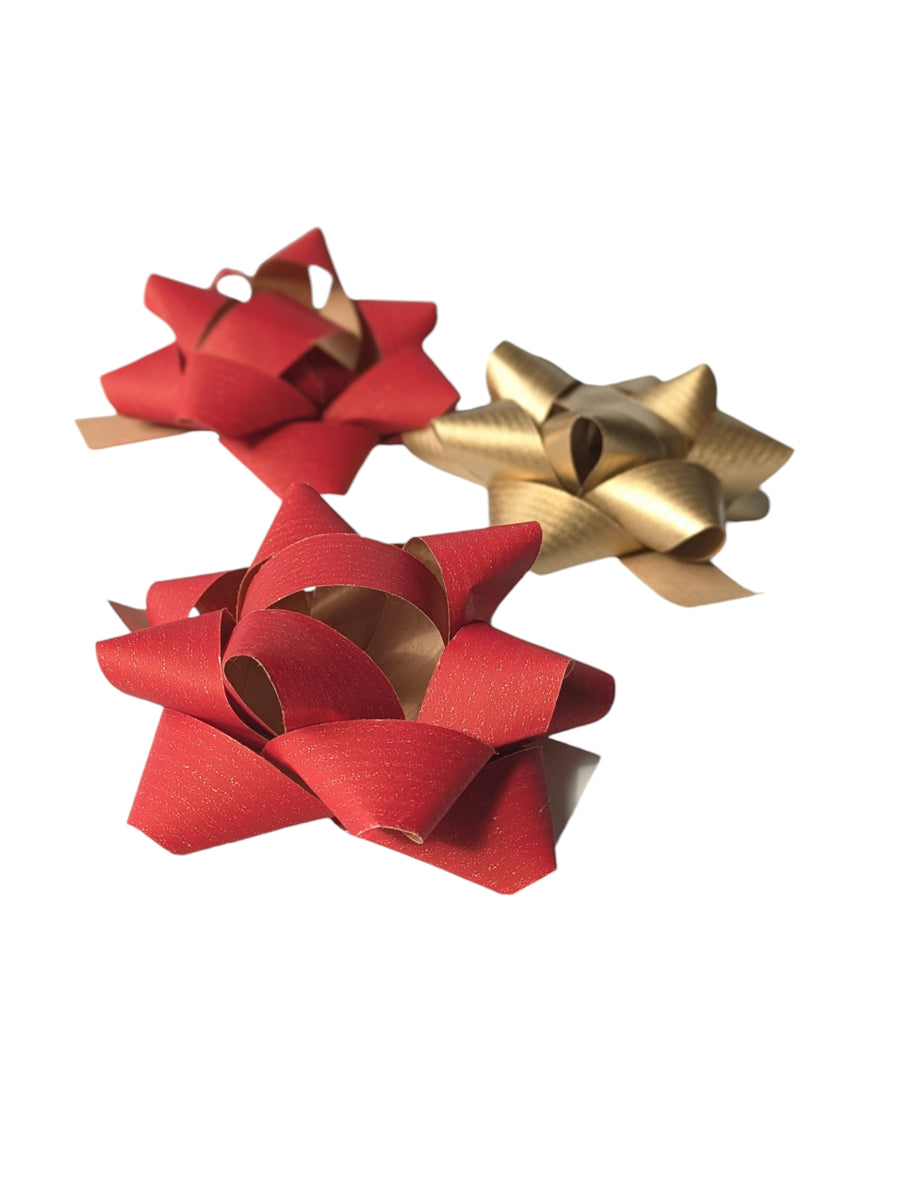 3 Gift Wrap Paper Star Bows | Red or Gold - Thedanes.co.uk - Creative & Sustainable Living The Scandinavian Way