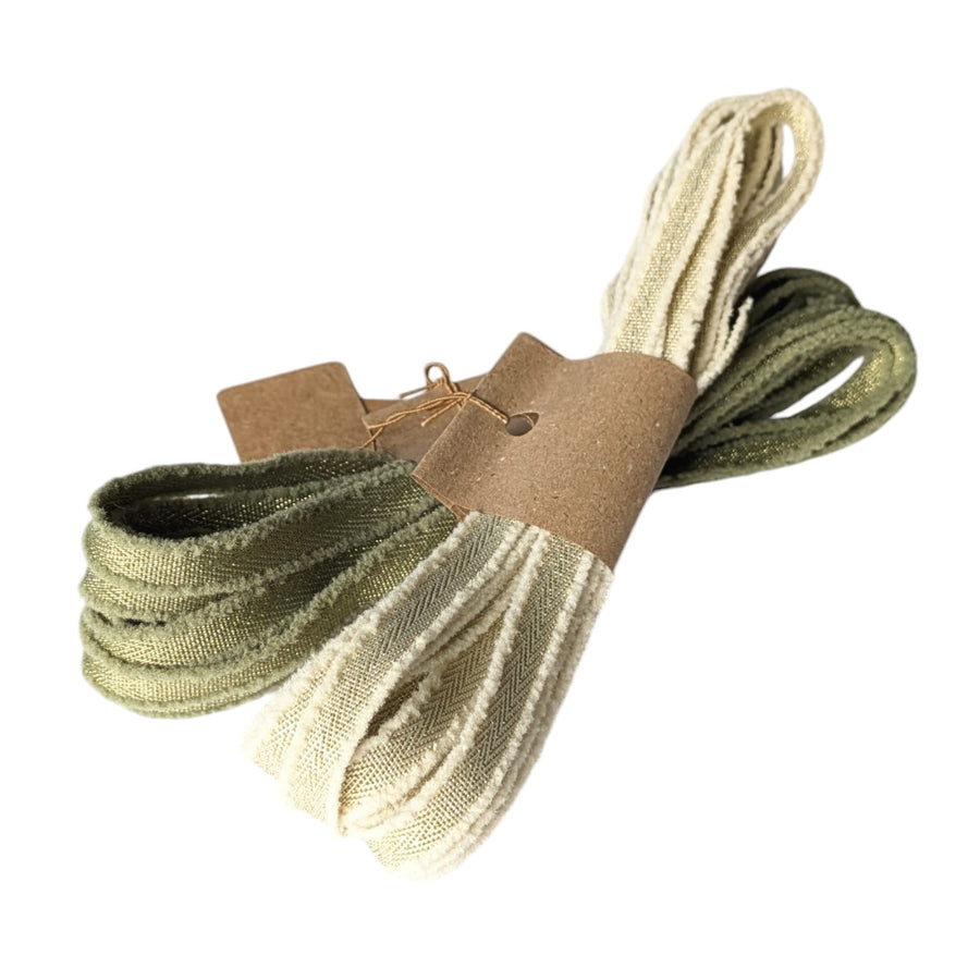 Luxury Velvety Edge Glitter Ribbon - Green or Cream - Thedanes.co.uk - Creative & Sustainable Living The Scandinavian Way