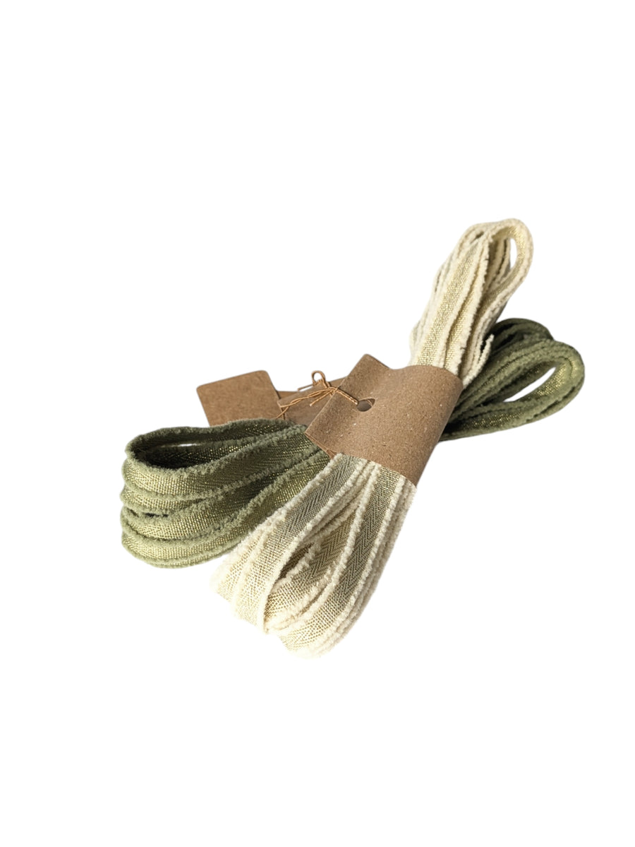 Luxury Velvety Edge Glitter Ribbon - Green or Cream - Thedanes.co.uk - Creative & Sustainable Living The Scandinavian Way