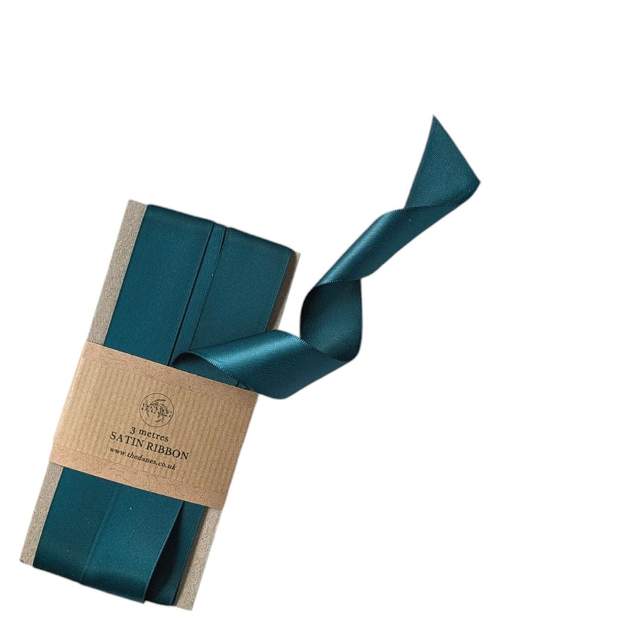 Teal Blue Luxury Double Faced Satin Silk Ribbon | 25mm x 3M - Thedanes.co.uk - Creative & Sustainable Living The Scandinavian Way