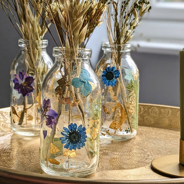 Pressed Flowers & Gold Leaf Glass Bottles Kit