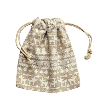 Christmas Drawstring Cloth Gift Bag | Scandinavian Design, Set of 2