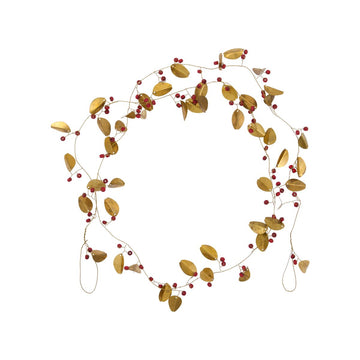 Red Bead & Brass Leaf Garland | 180cm - Thedanes.co.uk - Creative & Sustainable Living The Scandinavian Way