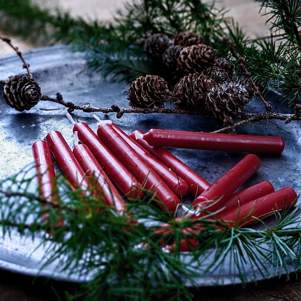 12 x Red Christmas Tree Chime Candles | Nordic Swan Eco-label