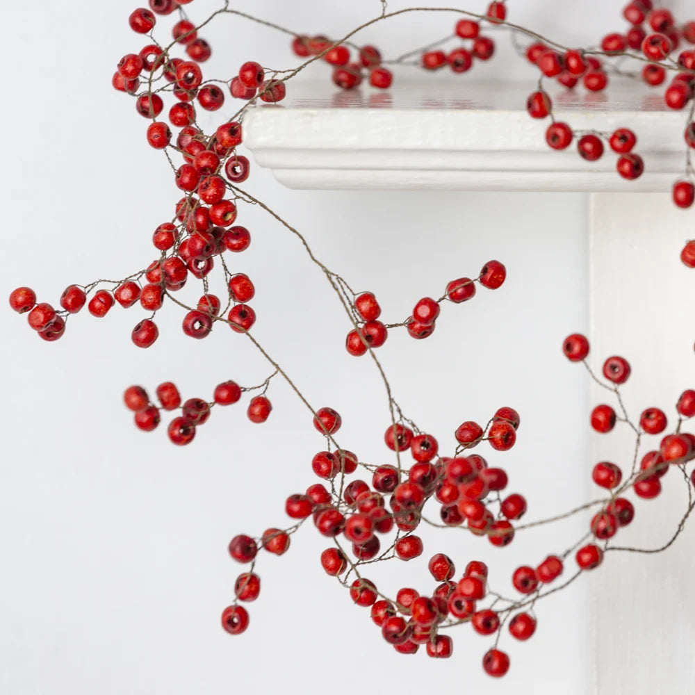 Red Wooden Bead Berry Garland, 185cm - Thedanes.co.uk - Creative & Sustainable Living The Scandinavian Way
