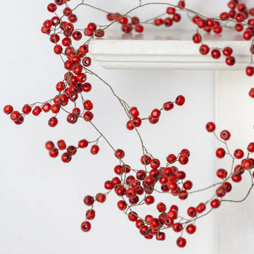 Red Wooden Bead Berry Garland, 185cm