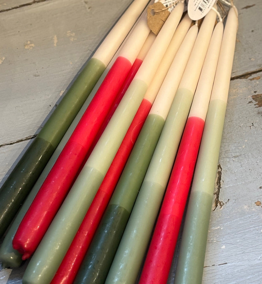 2 Tapered Dinner Candles | Green & Ivory Ombre - Thedanes.co.uk - Creative & Sustainable Living The Scandinavian Way