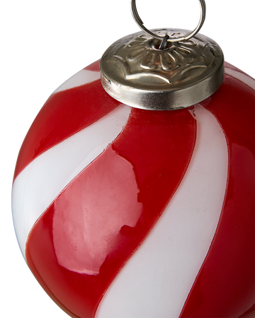 Red & White Candy Striped Glass Bauble | 2 Sizes - Thedanes.co.uk - Creative & Sustainable Living The Scandinavian Way