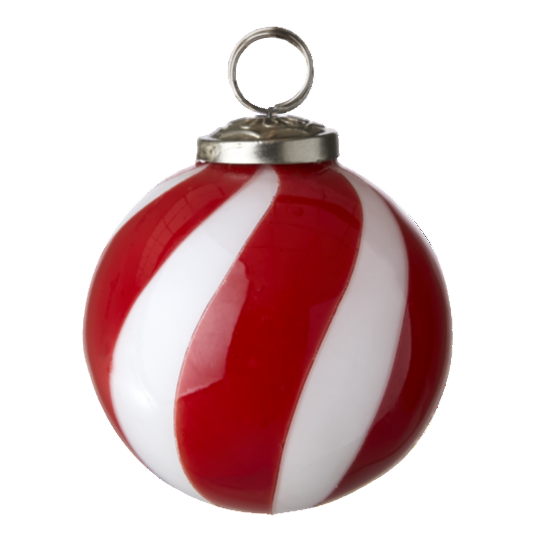 Red & White Candy Striped Glass Bauble 