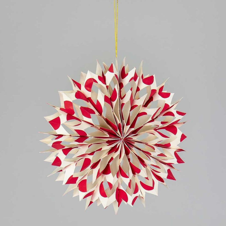 Red & White Christmas Paper Star, Fair Trade | 21cm - Thedanes.co.uk - Creative & Sustainable Living The Scandinavian Way