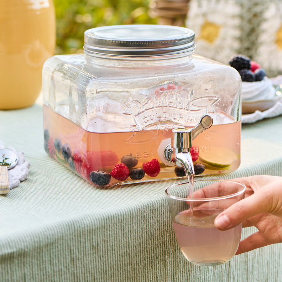 Retro Drinks Dispenser - Glass With Metal Lid 3.6 ltr - Thedanes.co.uk - Creative & Sustainable Living The Scandinavian Way