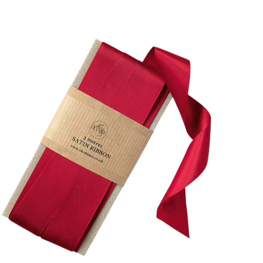 Rich Red Luxury Double Faced Satin Silk Ribbon | 25mm x 3M - Thedanes.co.uk - Creative & Sustainable Living The Scandinavian Way