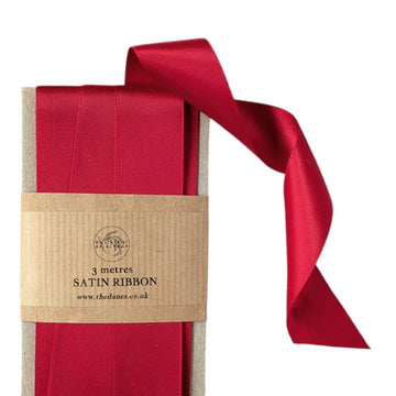 Rich Red Luxury Double Faced Satin Silk Ribbon | 25mm x 3M - Thedanes.co.uk - Creative & Sustainable Living The Scandinavian Way