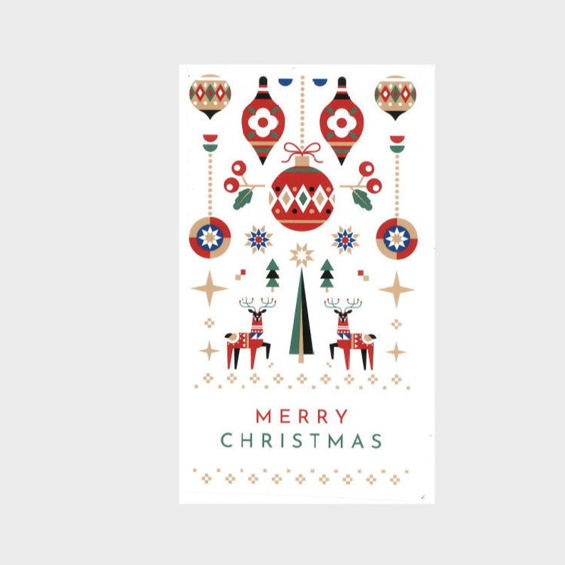 Scandinavian Christmas Gift Wrap Stickers | 6 Large, 8cm x 14cm