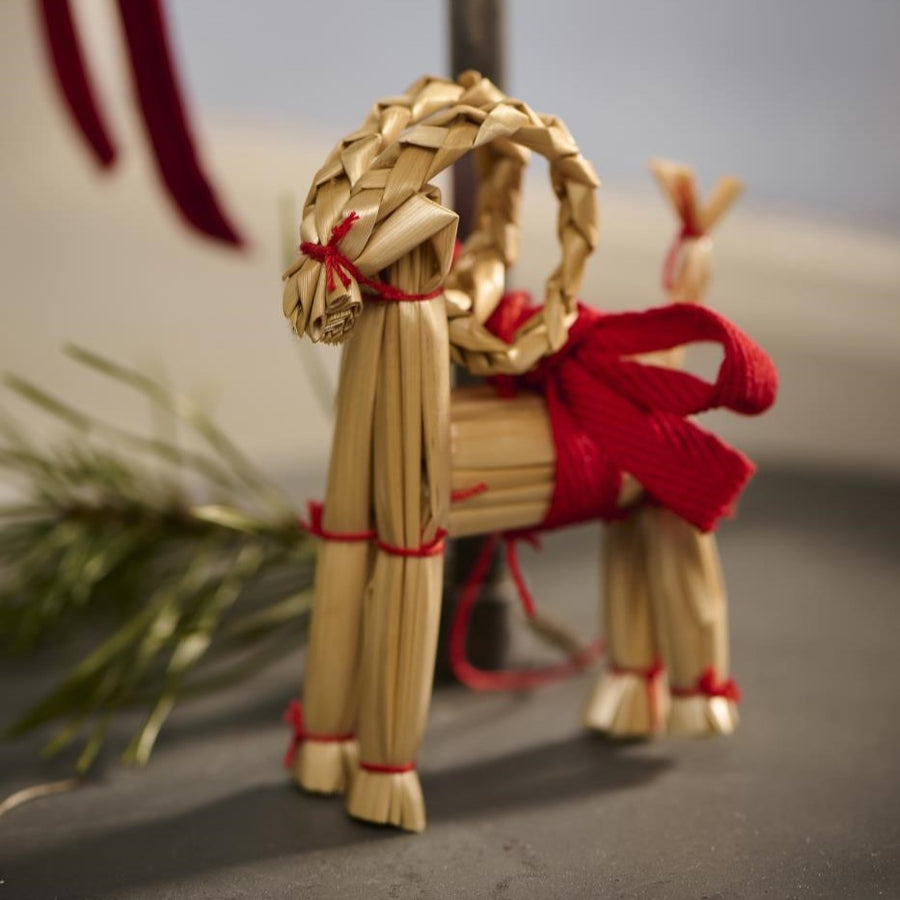 Scandi Christmas Straw Goat Hanging Tree Decoration | 2 Sizes - Thedanes.co.uk - Creative & Sustainable Living The Scandinavian Way