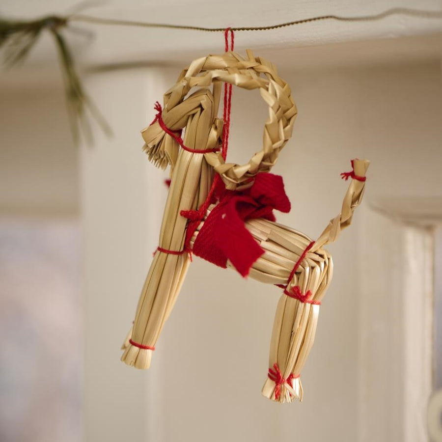 Scandi Christmas Straw Goat Hanging Tree Decoration | 2 Sizes - Thedanes.co.uk - Creative & Sustainable Living The Scandinavian Way