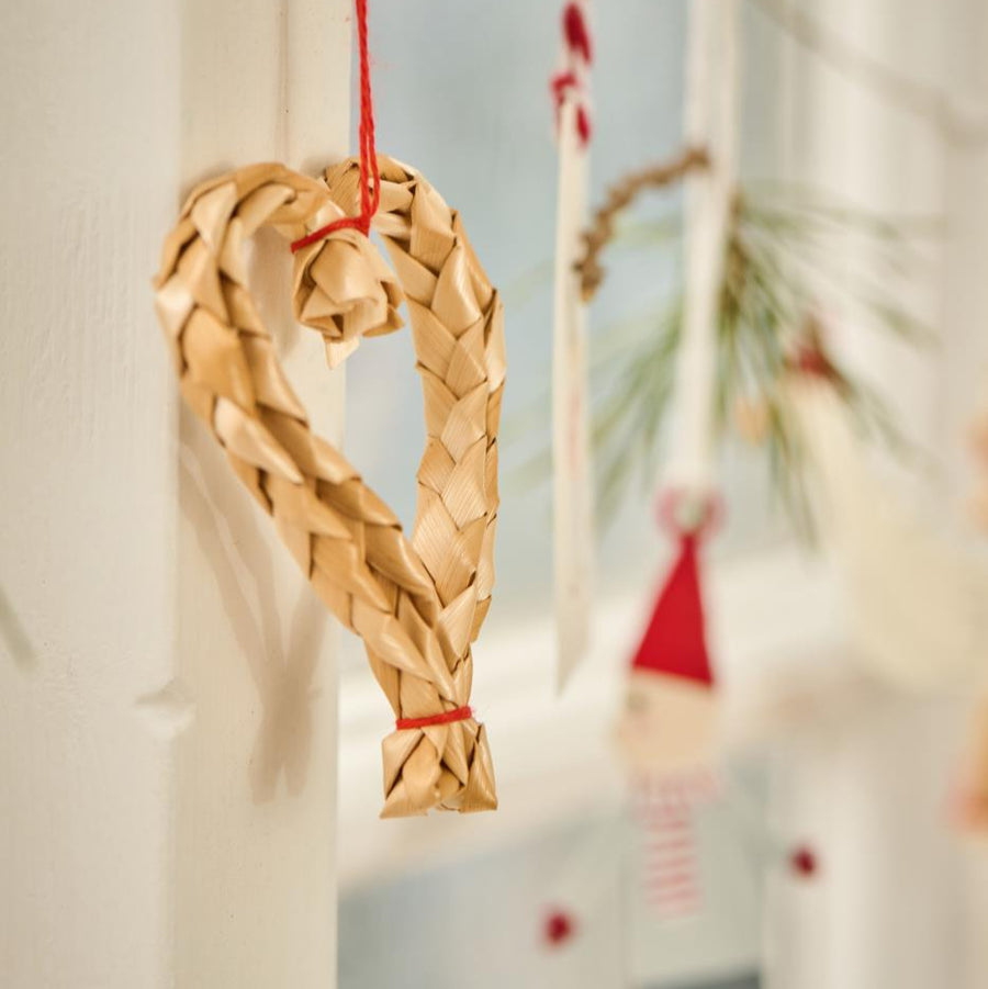 Scandi Christmas Straw Heart Tree Decoration | Set of 3 - Thedanes.co.uk - Creative & Sustainable Living The Scandinavian Way
