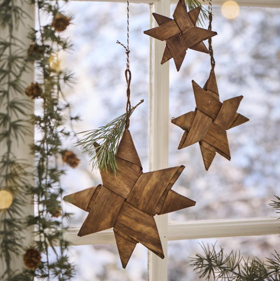 Scandinavian Woven Wood Star Decoration | 3 Sizes - Thedanes.co.uk - Creative & Sustainable Living The Scandinavian Way