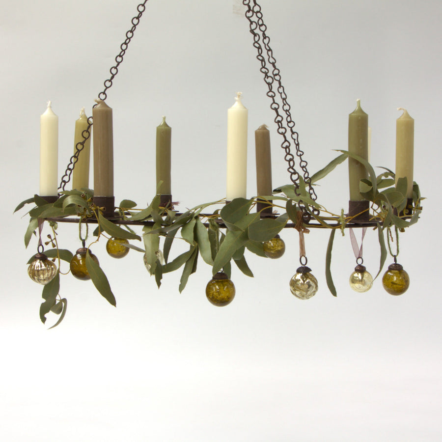 Scandinavian Rustic Hanging Candle Holder Wreath - 9 Candles