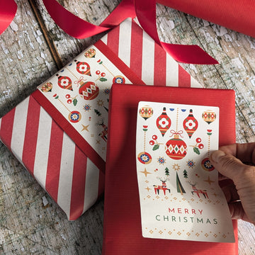 Scandinavian Christmas Gift Wrap Stickers | 6 Large, 8cm x 14cm - Thedanes.co.uk - Creative & Sustainable Living The Scandinavian Way