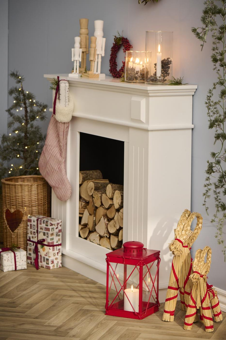 Scandi Straw Christmas Goat With Red Ribbon | Three Sizes - Thedanes.co.uk - Creative & Sustainable Living The Scandinavian Way