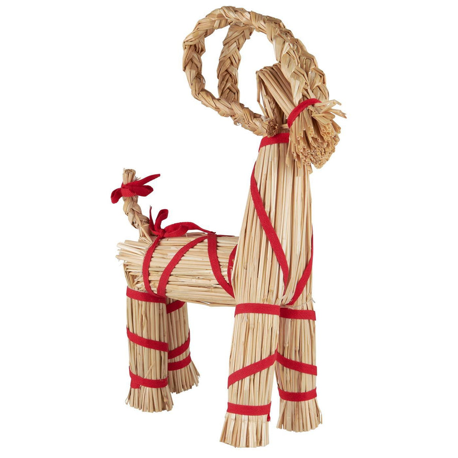 Scandi Straw Christmas Goat With Red Ribbon | Three Sizes - Thedanes.co.uk - Creative & Sustainable Living The Scandinavian Way