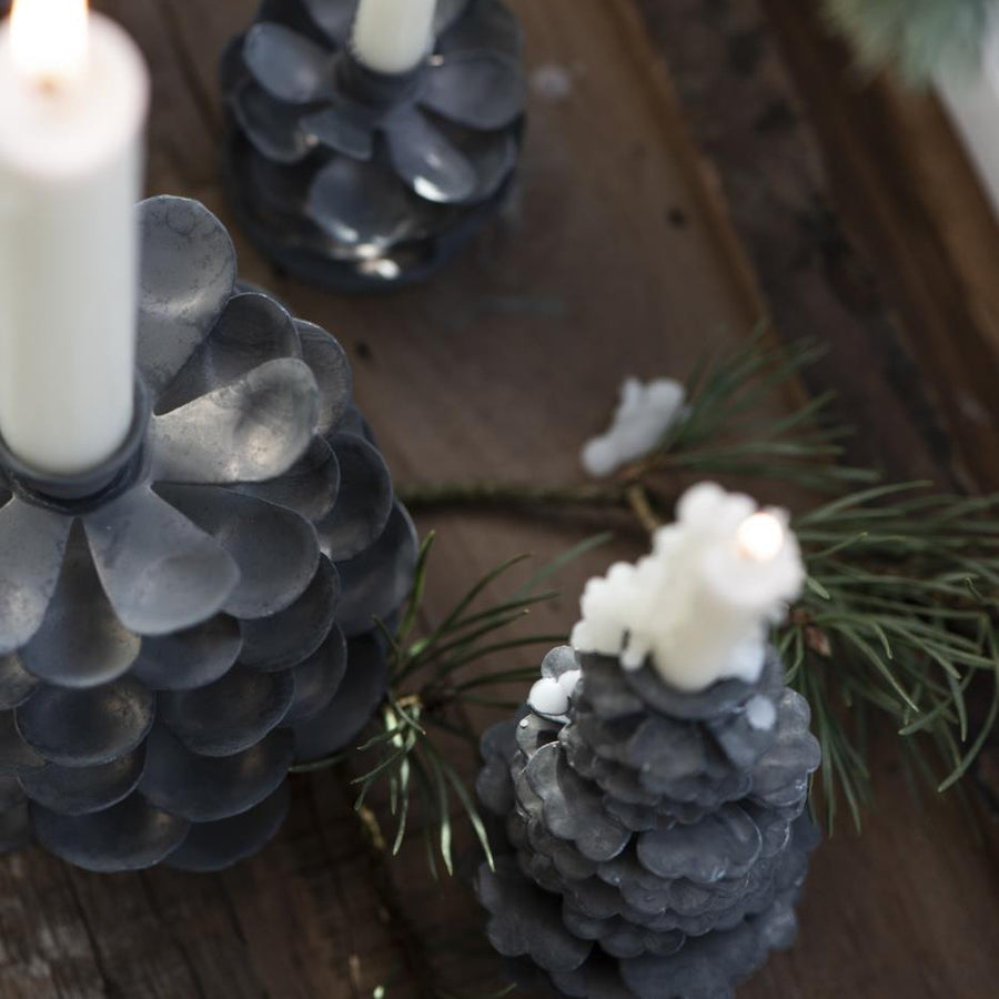 Scandinavian Pine Cone Candle Holder in Zinc - 3 Sizes - Thedanes.co.uk - Creative & Sustainable Living The Scandinavian Way