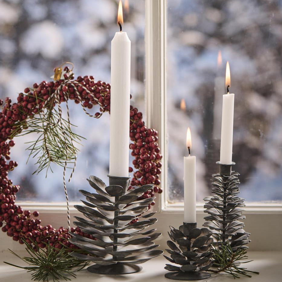 Scandinavian Pine Cone Candle Holder in Zinc - 3 Sizes - Thedanes.co.uk - Creative & Sustainable Living The Scandinavian Way