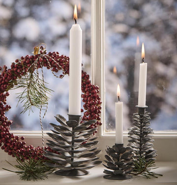 Scandinavian Pine Cone Candle Holder in Zinc - 3 Sizes - Thedanes.co.uk - Creative & Sustainable Living The Scandinavian Way