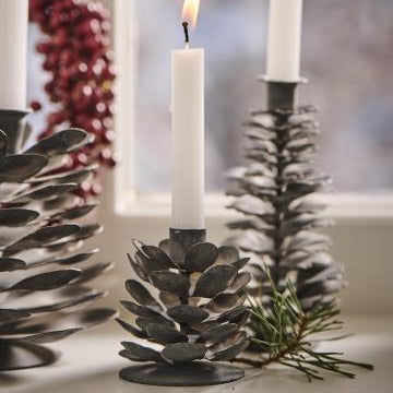 Scandinavian Pine Cone Candle Holder in Zinc - 3 Sizes - Thedanes.co.uk - Creative & Sustainable Living The Scandinavian Way