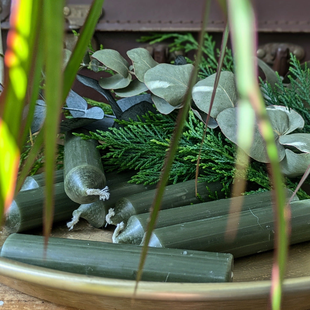 10 Short Dinner Candles | Forest Green - Thedanes.co.uk - Creative & Sustainable Living The Scandinavian Way