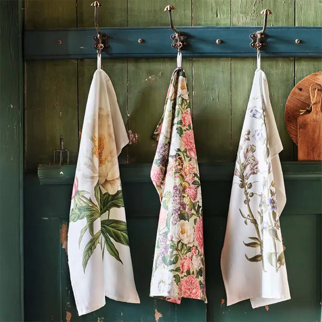 Cotton Tea Towel | White Peony - Thedanes.co.uk - Creative & Sustainable Living The Scandinavian Way