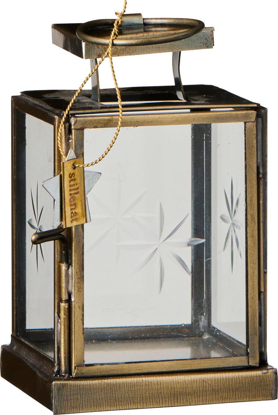 Small Brass & Glass Tea Light Lantern - Faceted Star on Glass - Thedanes.co.uk - Creative & Sustainable Living The Scandinavian Way