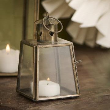 Small Brass & Glass Lantern | 12cm | Hearts - Thedanes.co.uk - Creative & Sustainable Living The Scandinavian Way